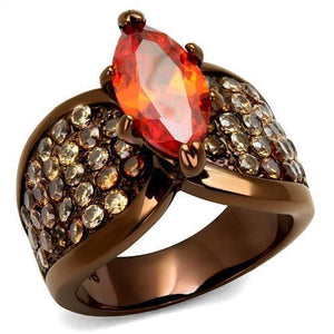 TK1548LC - IP Coffee light Stainless Steel Ring with AAA Grade CZ  in Orange