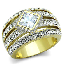 Load image into Gallery viewer, TK1551 - Two-Tone IP Gold (Ion Plating) Stainless Steel Ring with AAA Grade CZ  in Clear
