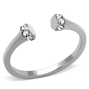 TK1580 - High polished (no plating) Stainless Steel Ring with Top Grade Crystal  in Clear