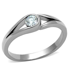 Load image into Gallery viewer, TK1581 - High polished (no plating) Stainless Steel Ring with AAA Grade CZ  in Clear
