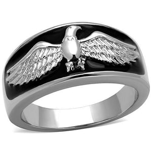 TK1597 - High polished (no plating) Stainless Steel Ring with Epoxy  in Jet