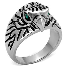 Load image into Gallery viewer, TK1600 - High polished (no plating) Stainless Steel Ring with Top Grade Crystal  in Emerald