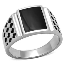 Load image into Gallery viewer, TK1611 - High polished (no plating) Stainless Steel Ring with Epoxy  in Jet