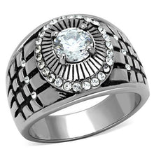 Load image into Gallery viewer, TK1614 - High polished (no plating) Stainless Steel Ring with AAA Grade CZ  in Clear