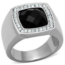 Load image into Gallery viewer, TK1616 - High polished (no plating) Stainless Steel Ring with Semi-Precious Onyx in Jet