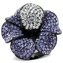 Load image into Gallery viewer, TK1618 - IP Black(Ion Plating) Stainless Steel Ring with Top Grade Crystal  in Tanzanite