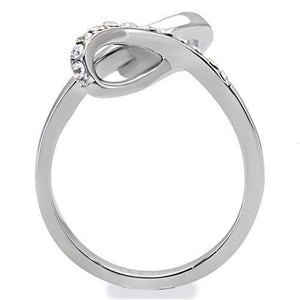 TK162 - High polished (no plating) Stainless Steel Ring with Top Grade Crystal  in Clear