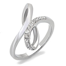 Load image into Gallery viewer, TK162 - High polished (no plating) Stainless Steel Ring with Top Grade Crystal  in Clear
