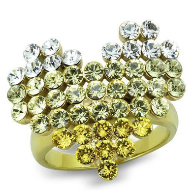 TK1642 - IP Gold(Ion Plating) Stainless Steel Ring with Top Grade Crystal  in Multi Color