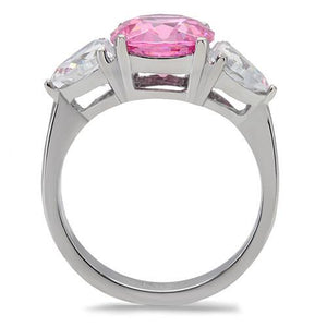TK164 - High polished (no plating) Stainless Steel Ring with AAA Grade CZ  in Rose