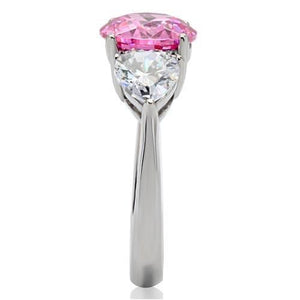 TK164 - High polished (no plating) Stainless Steel Ring with AAA Grade CZ  in Rose