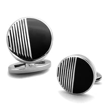 Load image into Gallery viewer, TK1654 - High polished (no plating) Stainless Steel Cufflink with Epoxy  in Jet