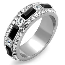 Load image into Gallery viewer, TK1677 - High polished (no plating) Stainless Steel Ring with Top Grade Crystal  in Jet