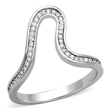 Load image into Gallery viewer, TK1680 - High polished (no plating) Stainless Steel Ring with AAA Grade CZ  in Clear