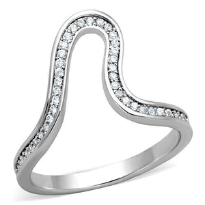 TK1680 - High polished (no plating) Stainless Steel Ring with AAA Grade CZ  in Clear