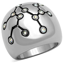 Load image into Gallery viewer, TK1685 - High polished (no plating) Stainless Steel Ring with Top Grade Crystal  in White AB