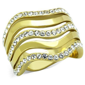 TK1700 - IP Gold(Ion Plating) Stainless Steel Ring with Top Grade Crystal  in Clear