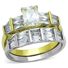 Load image into Gallery viewer, TK1708 - Two-Tone IP Gold (Ion Plating) Stainless Steel Ring with AAA Grade CZ  in Clear