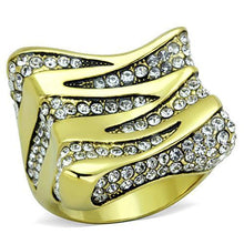 Load image into Gallery viewer, TK1709 - IP Gold(Ion Plating) Stainless Steel Ring with Top Grade Crystal  in Clear