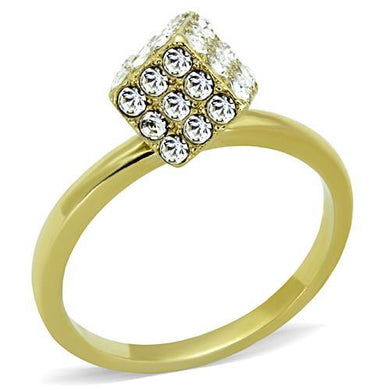 TK1725 - IP Gold(Ion Plating) Stainless Steel Ring with Top Grade Crystal  in Clear