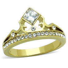 Load image into Gallery viewer, TK1727 - IP Gold(Ion Plating) Stainless Steel Ring with AAA Grade CZ  in Clear