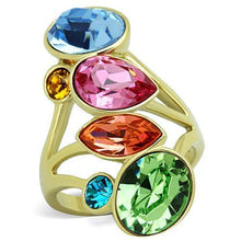 Load image into Gallery viewer, TK1729 - IP Gold(Ion Plating) Stainless Steel Ring with Top Grade Crystal  in Multi Color