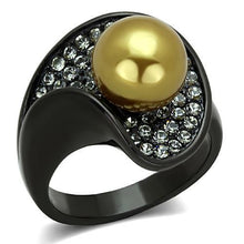 Load image into Gallery viewer, TK1732 - IP Black(Ion Plating) Stainless Steel Ring with Synthetic Pearl in Champagne