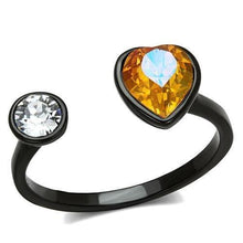 Load image into Gallery viewer, TK1738 - IP Black(Ion Plating) Stainless Steel Ring with Top Grade Crystal  in Champagne