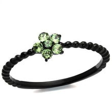 Load image into Gallery viewer, TK1739 - IP Black(Ion Plating) Stainless Steel Ring with Top Grade Crystal  in Peridot