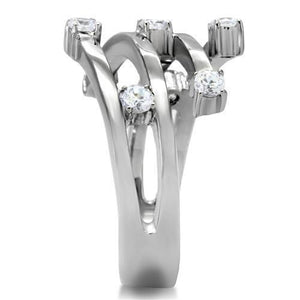 TK173 - High polished (no plating) Stainless Steel Ring with Top Grade Crystal  in Clear