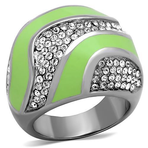TK1741 - High polished (no plating) Stainless Steel Ring with Top Grade Crystal  in Clear