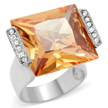 Load image into Gallery viewer, TK174 - High polished (no plating) Stainless Steel Ring with AAA Grade CZ  in Champagne