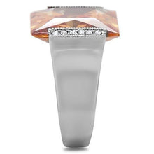 Load image into Gallery viewer, TK174 - High polished (no plating) Stainless Steel Ring with AAA Grade CZ  in Champagne