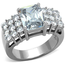 Load image into Gallery viewer, TK1753 - High polished (no plating) Stainless Steel Ring with AAA Grade CZ  in Clear