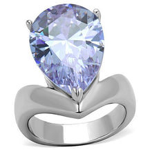 Load image into Gallery viewer, TK1755 - High polished (no plating) Stainless Steel Ring with AAA Grade CZ  in Light Amethyst