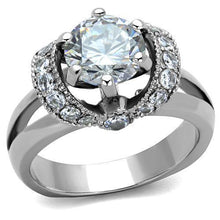 Load image into Gallery viewer, TK1757 - High polished (no plating) Stainless Steel Ring with AAA Grade CZ  in Clear