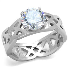 Load image into Gallery viewer, TK1772 - High polished (no plating) Stainless Steel Ring with AAA Grade CZ  in Clear