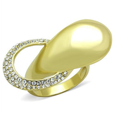 TK1782 - IP Gold(Ion Plating) Stainless Steel Ring with Top Grade Crystal  in Clear