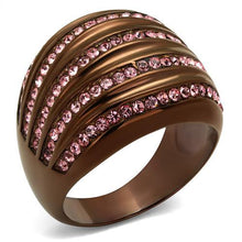 Load image into Gallery viewer, TK1789LC - IP Coffee light Stainless Steel Ring with Top Grade Crystal  in Light Rose