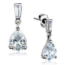 Load image into Gallery viewer, TK1804 - High polished (no plating) Stainless Steel Earrings with AAA Grade CZ  in Clear