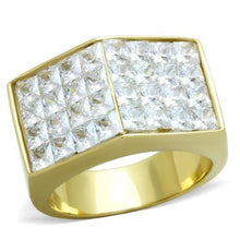 Load image into Gallery viewer, TK1808 - IP Gold(Ion Plating) Stainless Steel Ring with AAA Grade CZ  in Clear