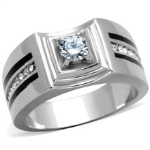 Load image into Gallery viewer, TK1814 - High polished (no plating) Stainless Steel Ring with AAA Grade CZ  in Clear