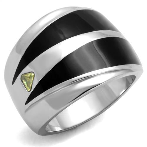 TK1815 - High polished (no plating) Stainless Steel Ring with AAA Grade CZ  in Topaz