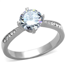 Load image into Gallery viewer, TK1822 - High polished (no plating) Stainless Steel Ring with AAA Grade CZ  in Clear
