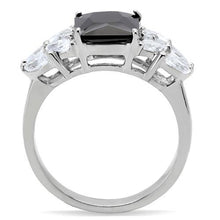 Load image into Gallery viewer, TK182 - High polished (no plating) Stainless Steel Ring with AAA Grade CZ  in Jet