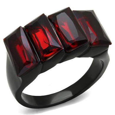 TK1854 - IP Black(Ion Plating) Stainless Steel Ring with Synthetic Synthetic Glass in Siam