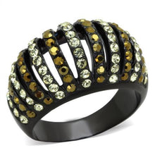 Load image into Gallery viewer, TK1865 - IP Black(Ion Plating) Stainless Steel Ring with Top Grade Crystal  in Multi Color