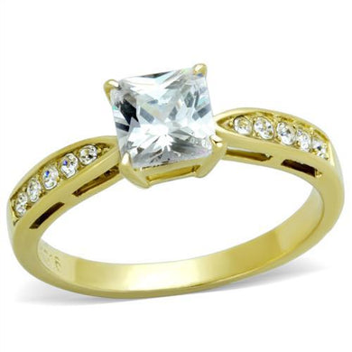 TK1873 - IP Gold(Ion Plating) Stainless Steel Ring with AAA Grade CZ  in Clear