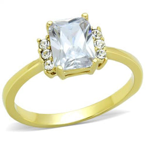 TK1876 - IP Gold(Ion Plating) Stainless Steel Ring with AAA Grade CZ  in Clear