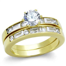 Load image into Gallery viewer, TK1897 - IP Gold(Ion Plating) Stainless Steel Ring with AAA Grade CZ  in Clear